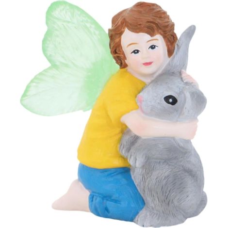 Statuette garçon Tenant Un Lapin, Accessoire Jardin, décoration Maison poupée, Figurine Bureau pour Parterre Fleurs (1/5)