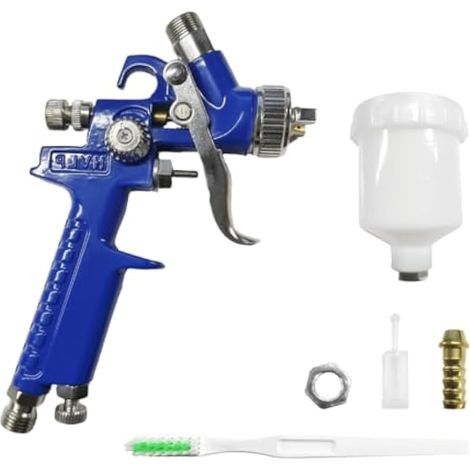 povtii Pistolet pulvérisateur HVLP avec buse de 1,0 mm, pistolet de peinture à air de détail de voiture avec tasse de 125 cc, pistolet à peinture à alimentation par gravité pour peinture de surface de (1/5)