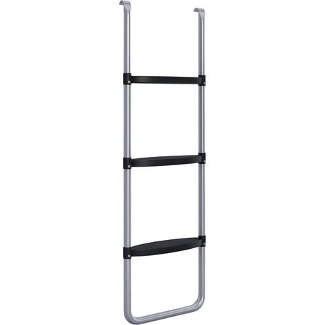 Échelle de trampoline pour 2 ou 3 marches, avec marches larges et 2 crochets, capacité de charge 120 kg, 110 x 32 cm, argent (1/5)
