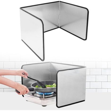 Paraschizzi da cucina, 76x29x30 cm, paraschizzi su 4 lati per la cucina, pieghevole, paraschizzi con rivestimento antiaderente per cucina, fornelli, pentole, pareti ( (1/5)