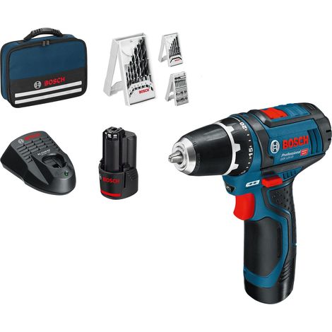 perceuse-visseuse sans-fil GSR 12V-15 (avec 2 batteries 2,0 Ah, chargeur, set d’accessoires 39 pièces, sacoche d’outils) (1/5)
