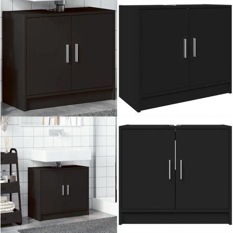 Mobile Lavabo Nero 63x29x55 cm in Truciolato - Lavabo - Armadietto da bagno