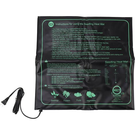 Tapis chauffant pour plantes imperméable, coussin chauffant pour semis germination pépinière 50x52cm prise américaine 110V (1/5)