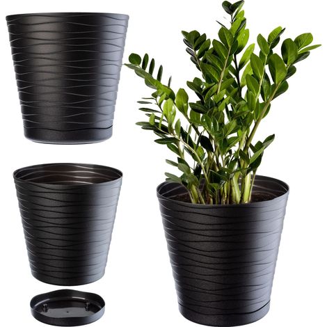 Pot de Fleurs, 19 cm de Hauteur, Matériau Plastique Durable, Utilisation Intérieure, Design à Motif Ondulé, Couleur Pastel (1/5)