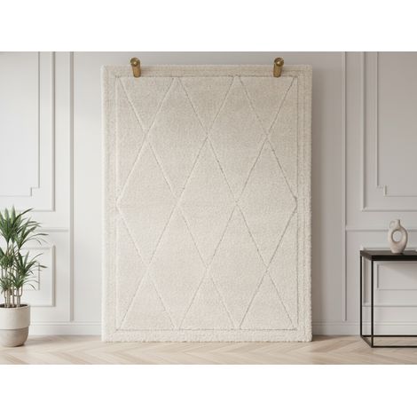 BOBOCHIC - Tapis poils ras AMEL motif graphique 120x170 Beige (1/5)