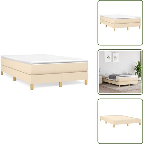 The Living Store Giroletto a Molle con Materasso Crema 120x190 cm in Tessuto - Materasso a molle