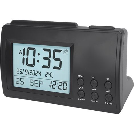 Horloge de bureau noire à écran LCD, multifonctionnelle et minimaliste, pour la maison (1/5)