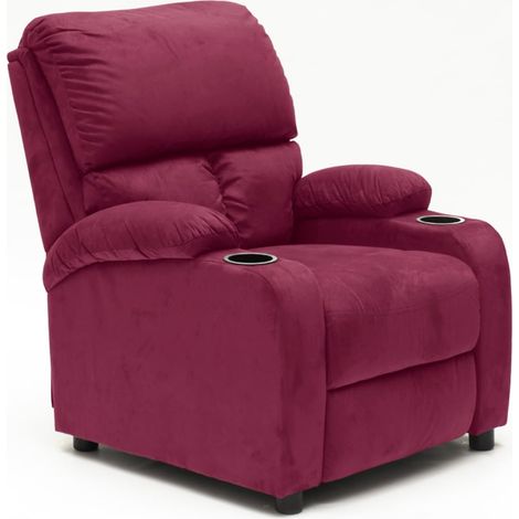Le Roi Du Relax – Fauteuil relax inclinable avec repose-pieds et compartiments – Revêtement microfibre velours – Dimensions 76x94x100 cm – Charge 130 kg