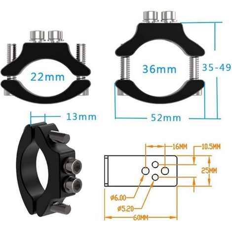 Support Clignotant Moto, Support Montage Lumière Travail Diamètre 20-36mm, Universelle Pince Tube Barre Fixation pour Tout-terrain Voiture Camion Moto (1/3)