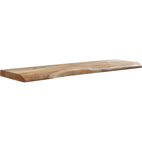 Étagère Mur. 100 cm Acacia Massif Bord Naturel, Étagère Flottante étagère murale rustique au style campagne, étagère suspendue pour livres et déco, fait main, chaque étagère est unique (1/5)