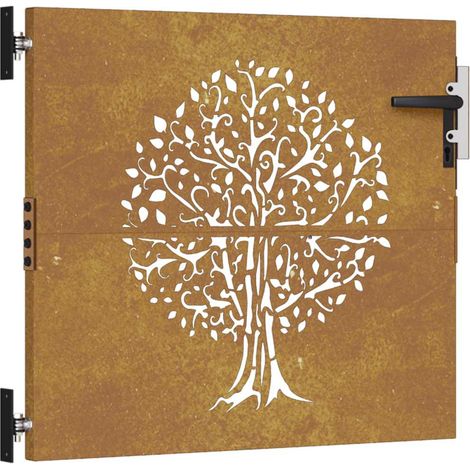 Portail de jardin,Portail de clôture,Portillon de jardin 85x75 cm acier corten conception d'arbre CFW34281 (1/5)