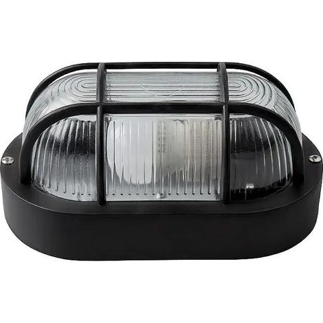 Aplique oval E-27 Matel negro IP44
