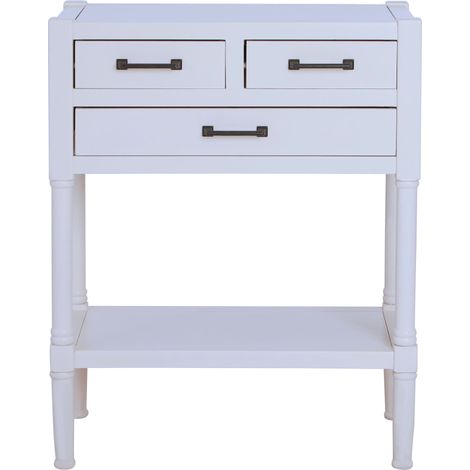 Interiors by Premier Pearl White Console Table for Hallway, Pine Wood Wood Table for Home Décor with 3 drawers (1/5)