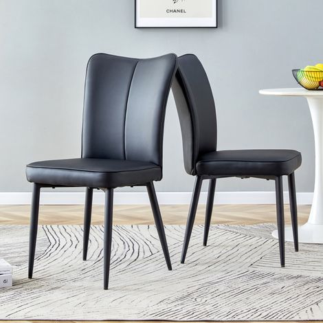 Chaises salle à manger noires – Design moderne – Hauteur 89cm – PU noir – Bureau/Restaurant (1/5)