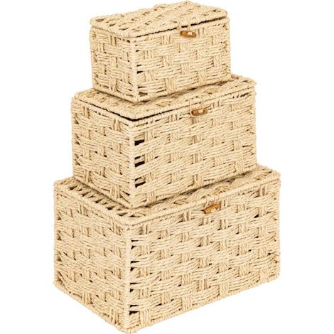 Lot de 3 Boîtes Déco "Elio" 27cm Naturel (1/5)