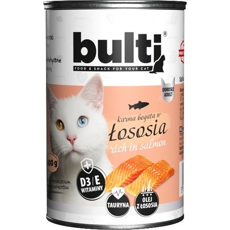 Alimento húmedo para gatos BULTI sabor salmón, lata de 400 g