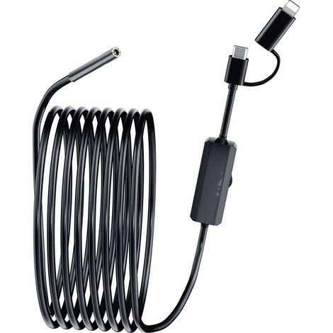 Caméra endoscopique HD 1920p noir, endoscope inspection IP67 8mm, 8 LED réglables, câble semi-rigide 10m, pour canalisations, compatible iOS Android (1/5)