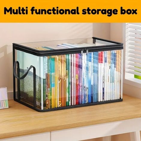 Boîtes de rangement en plastique transparent ultra-résistantes avec couvercles à encliquetage à 180° Rangements empilables de grande capacité pour la maison, le bureau et les voyages (1/4)