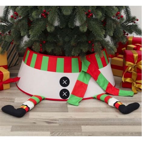 Dekorative Weihnachtsbaumdecke mit 3D-Weihnachtsmannmütze (rot), unbeleuchtete Tischdekoration für Zuhause, Büro und Partys (1/3)