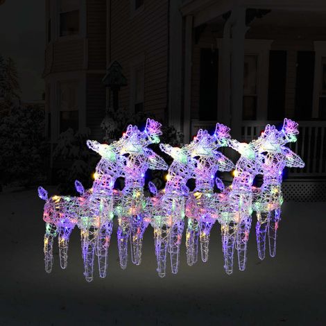 Rennes de Noël 6 pcs Décoration de Noël 240 LED Multicolore Acrylique 92147 (1/5)