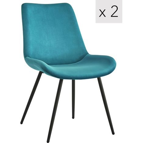Nordlys - Lot de 2 Chaises de Salle a Manger Scandinaves Pieds Metal Noir (1/5)