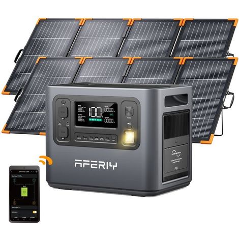 AFERIY Tragbarer Generator 2800W 1024Wh mit 2×200W Faltbaren Solarpanels, Mobile Batterie Camping RV (1/5)