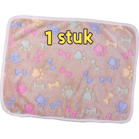 Couverture pour petit chien motif os matelas pour animaux en polaire corail douce utilisation intérieure et extérieure garde les chiots et chatons au chaud dimensions 40 cm x 60 cm couleur camel (1/5)
