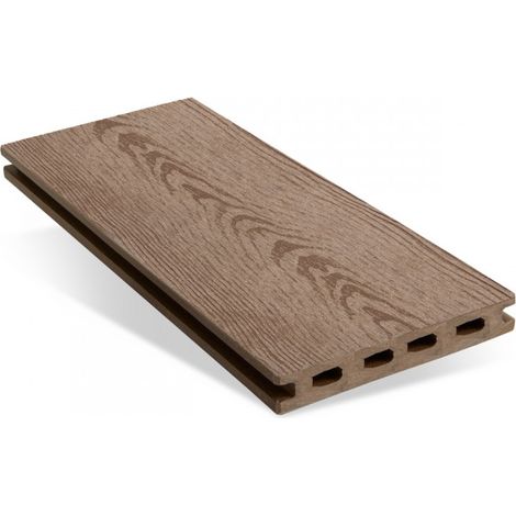 Pavimento esterno WPC effetto legno marrone, listoni 300 cm con clip fissaggio nascosto per terrazzo giardino - Esterni da Vivere