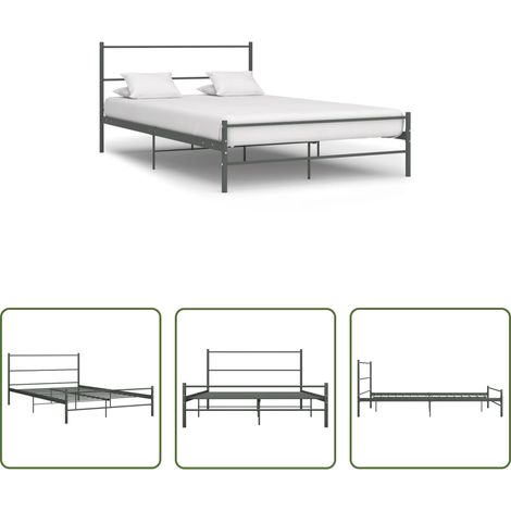 vidaXL Lit métallique - Cadre de lit sans matelas gris métal 120x200 cm (1/5)