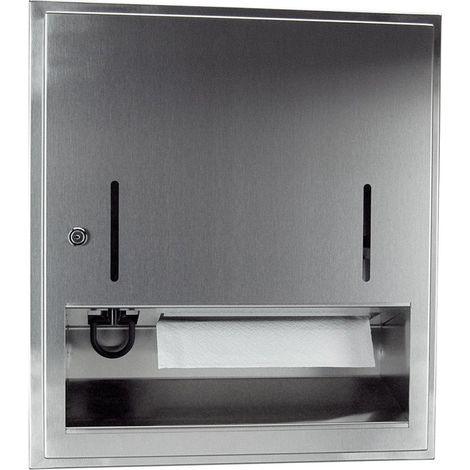 Dispenser di asciugamani pieghevole in acciaio inossidabile CWS 300 con serratura a cilindro UP