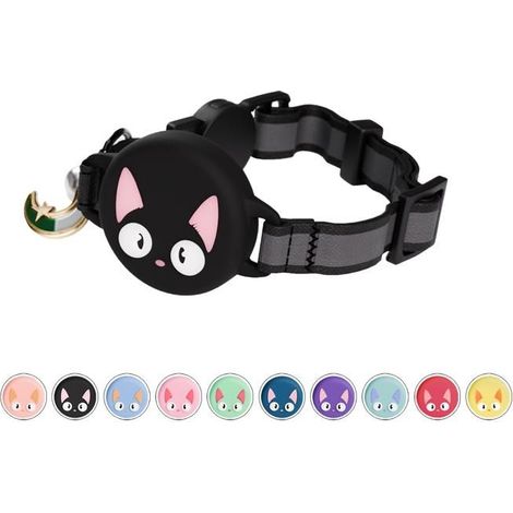Collier Chat Airtag avec Accessoire Compatible avec Apple Airtag, Réfléchissant, Anti-Étranglement, Réglable - Noir (1/5)