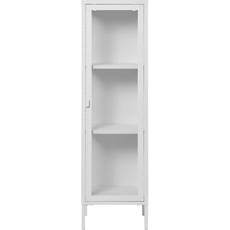 Vetrina Brisbane Slim con 1 anta in vetro, acciaio bianco 40×35×140 cm