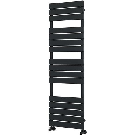 Milano Lustro Matte Black Flat Panel Heated Towel Rail Radiator - 1500mm x 450mm (1/4)