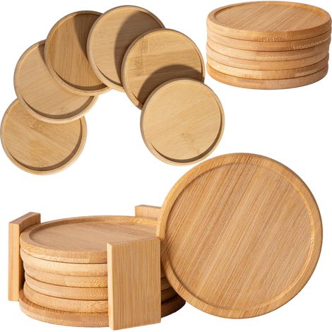 Juego de 6 posavasos de bambú color esmeralda (1/5)