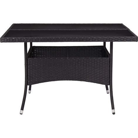 Table à dîner d'extérieur,Table de jardin Noir Résine tressée et verre CFW87664 (1/5)