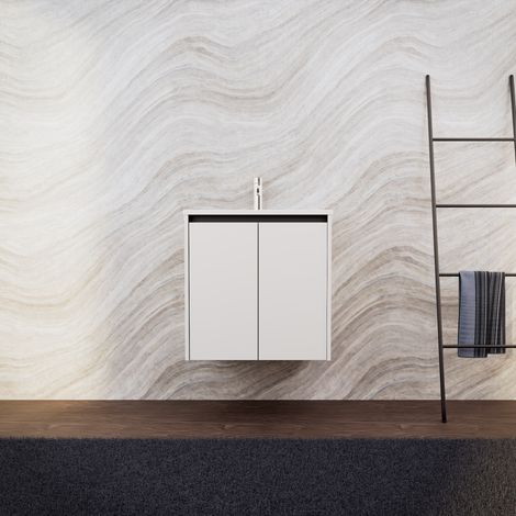 Inda - Mobile bagno L.60 con lavabo opaco / Bianco opaco 2 ante -