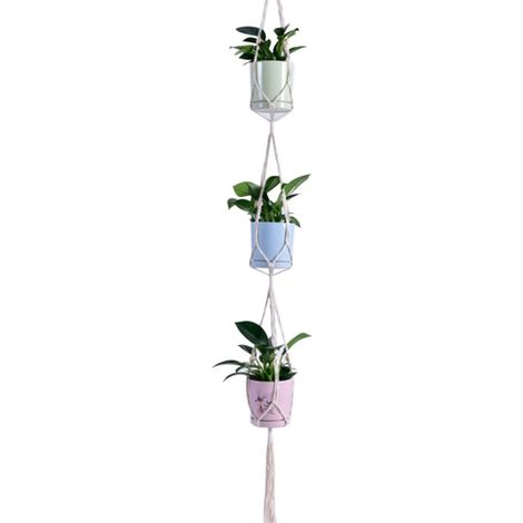 Support pour plantes en macramé, porte-pot de fleurs décoratif, panier suspendu en corde de coton pour intérieur et extérieur, décoration intérieure (1/5)