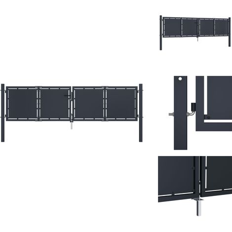 Portail de jardin Acier 300 x 100 cm Anthracite - Porte De Clôture - Portes De Clôture - Porte De Jardin - Portes De Jardin (1/5)