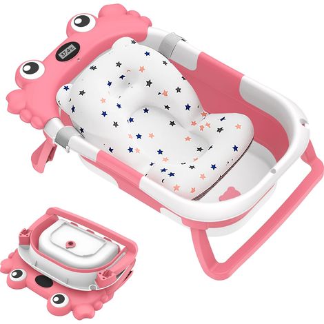 Vaschetta per neonati, base antiscivolo, termometro incorporato, rosa - Tipo A (1/2)