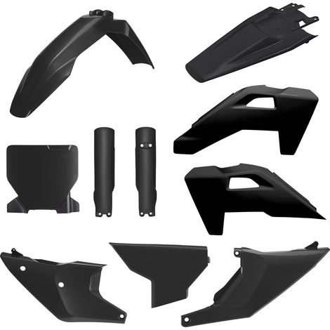 KIT DI PLASTICA POLISPORT (KIT COMPLETO) HUSQVARNA TC/FC/TX/FX '25-'26 INCLUDE PROTEZIONE FARO (8671700002) E PROTEZIONI AMMORTIZZATORI (8352500002) NERO