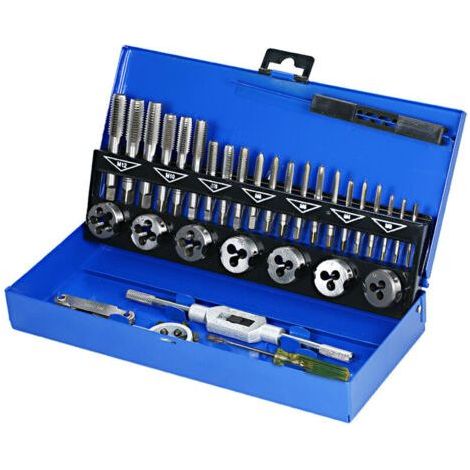 Coffret tarauds et filières HSS 32 pièces M3-M12, kit filetage manuel métrique avec clé de coupe (1/3)