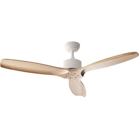 Ventilateur de Plafond Rustique en Bois Massif avec Télécommande 5 Vitesses Marron Clair Arani (1/5)