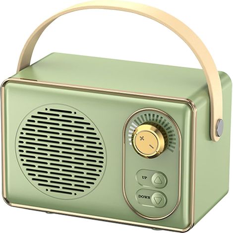 Altoparlante Bluetooth retrò, altoparlante portatile wireless vintage con Bluetooth 5.0, compatibile con scheda TF/unità USB/ingresso AUX, (Verdura) (1/5)