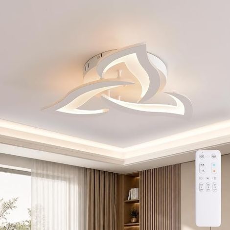 56cm Plafonnier LED Salon Fleurs Lustre Chambre Luminaire Blanc (1/5)