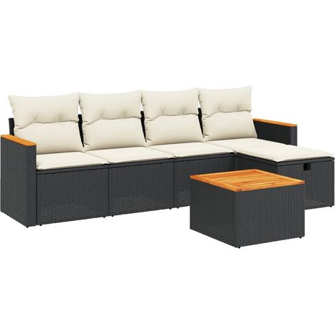 Maison Exclusive - 6-tlg. Garten-Sofagarnitur mit Kissen Schwarz (1/4)