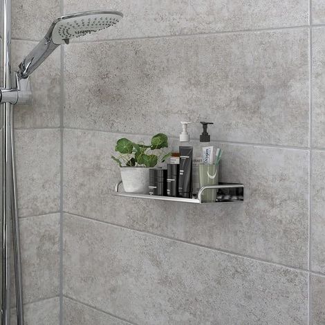 2pcs Stainless Steel Shower Caddy - Shower Basket Shower Shelf Bath Shelf with Drain Channels Convenient for Drilling for Bathroom and Kitchen (1/4)