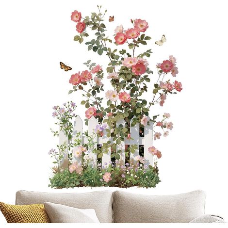 Adesivo murale con motivo floreale - Design di recinzione floreale - Adesivo (1/5)