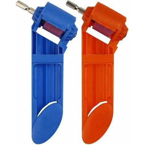 2 Pcs Foret Aiguiseur Foret,Outil D'AffûTage de Foret Portable, Fait de Plastique ABS de Haute Qualité et de Meule en Corindon Brun,de Haute Dureté (Bleu,Orange) (1/5)