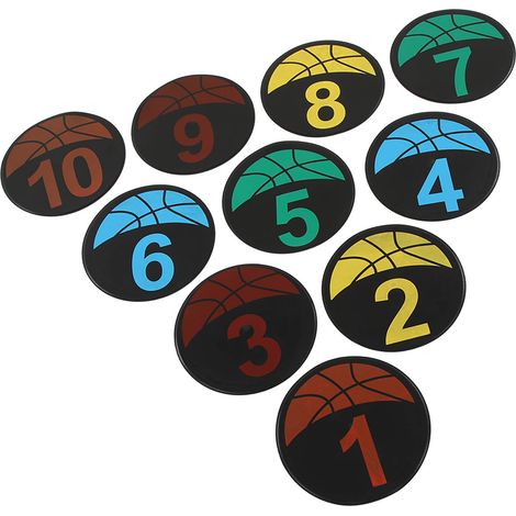 Cônes plats numérotés pour marquage de points au sol, jeu de marqueurs de points pour le football, le basketball et l'entraînement de vitesse et d'agilité, numéros 1 à 10 (1/5)