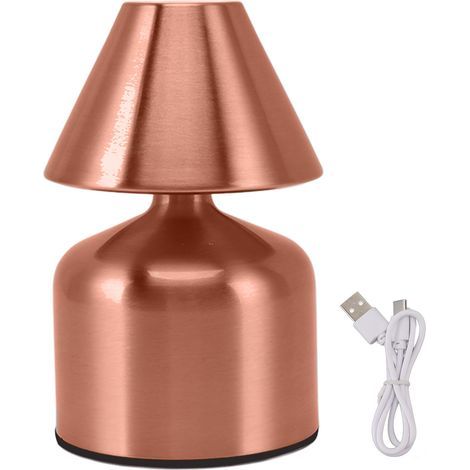Jeffergarden Touch-Dimmbare Schreibtischlampe, 3W, 1800mAh, kabellos, 3 Farbtemperaturen, wiederaufladbare Nachttisch- und Schreibtischlampe für Bar, Roségold (1/4)